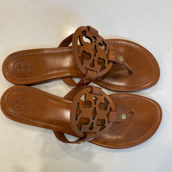 Tory Burch Miller Thong Sandal Vintage Vachetta Leather Size 9 - Picture 7 of 10
